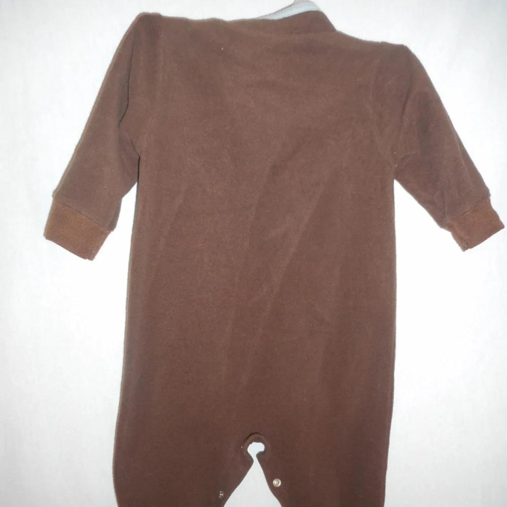 Carter's Size 12M one piece brown fleece pajamas